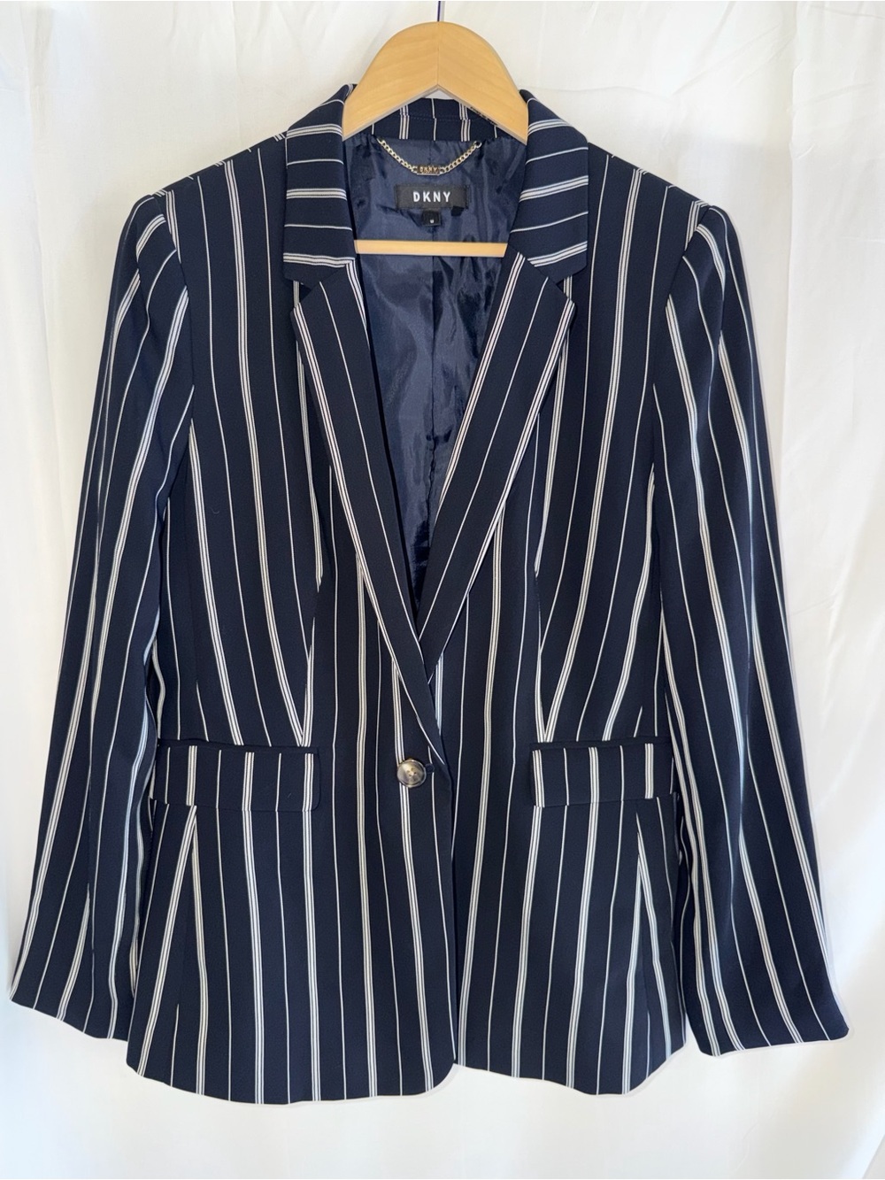 DKNY Navy and White Pinstripe Women's Blazer